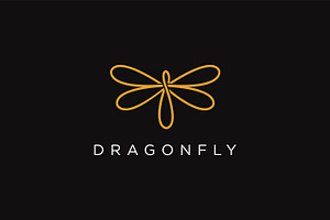 Abstract Line Art Dragonfly Logo