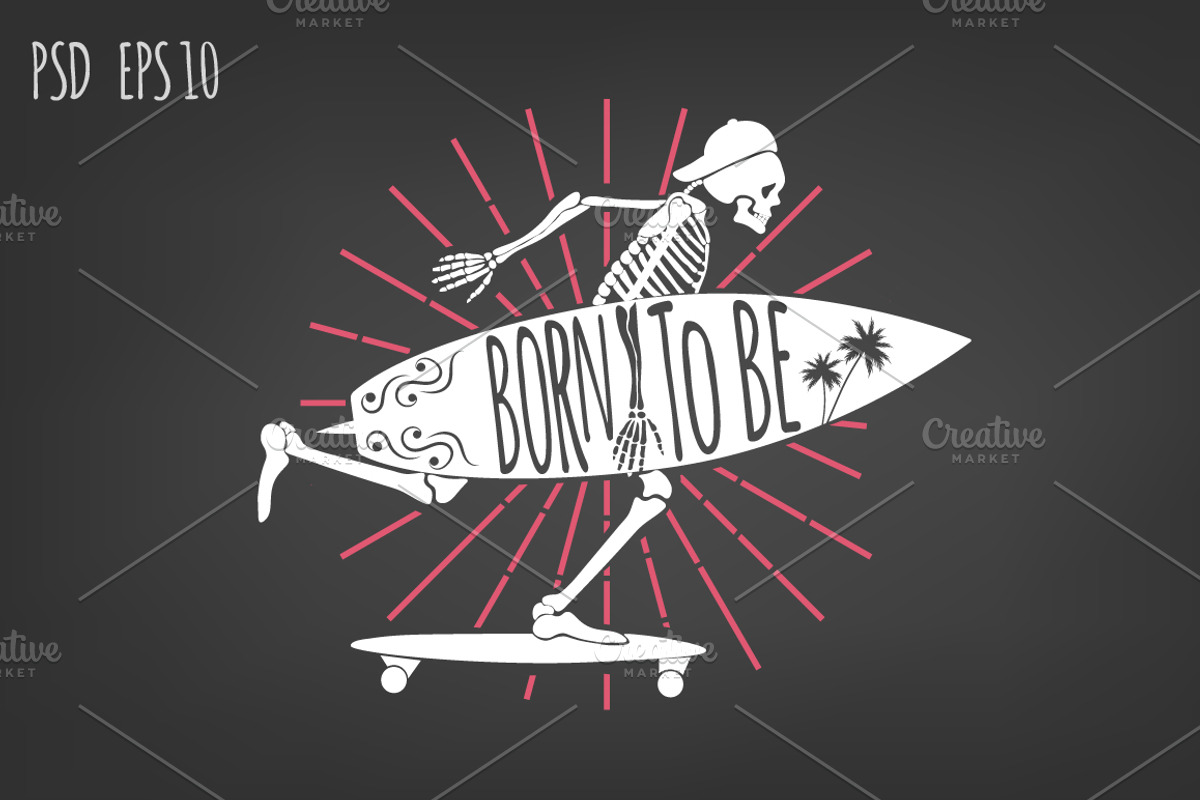 Skeleton Surfer, a Person Illustration by Vector Market (Photo 1 of 6)