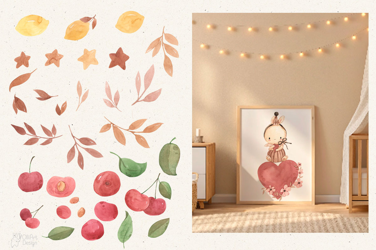 CUTE NURSERY. Watercolor clipart, an Animal Illustration by OlliArtDesign (Photo 4 of 7)