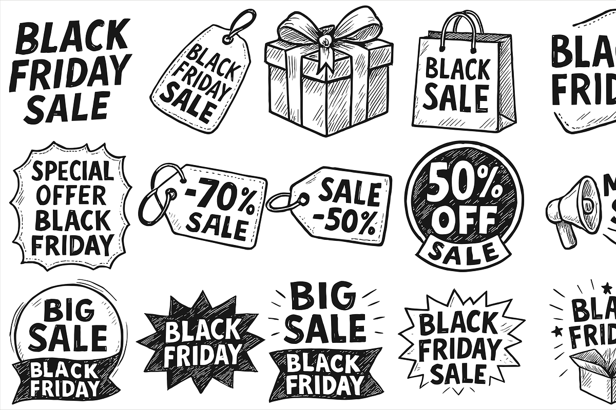 Black Friday Icons, an Object Graphic by nikagraphic