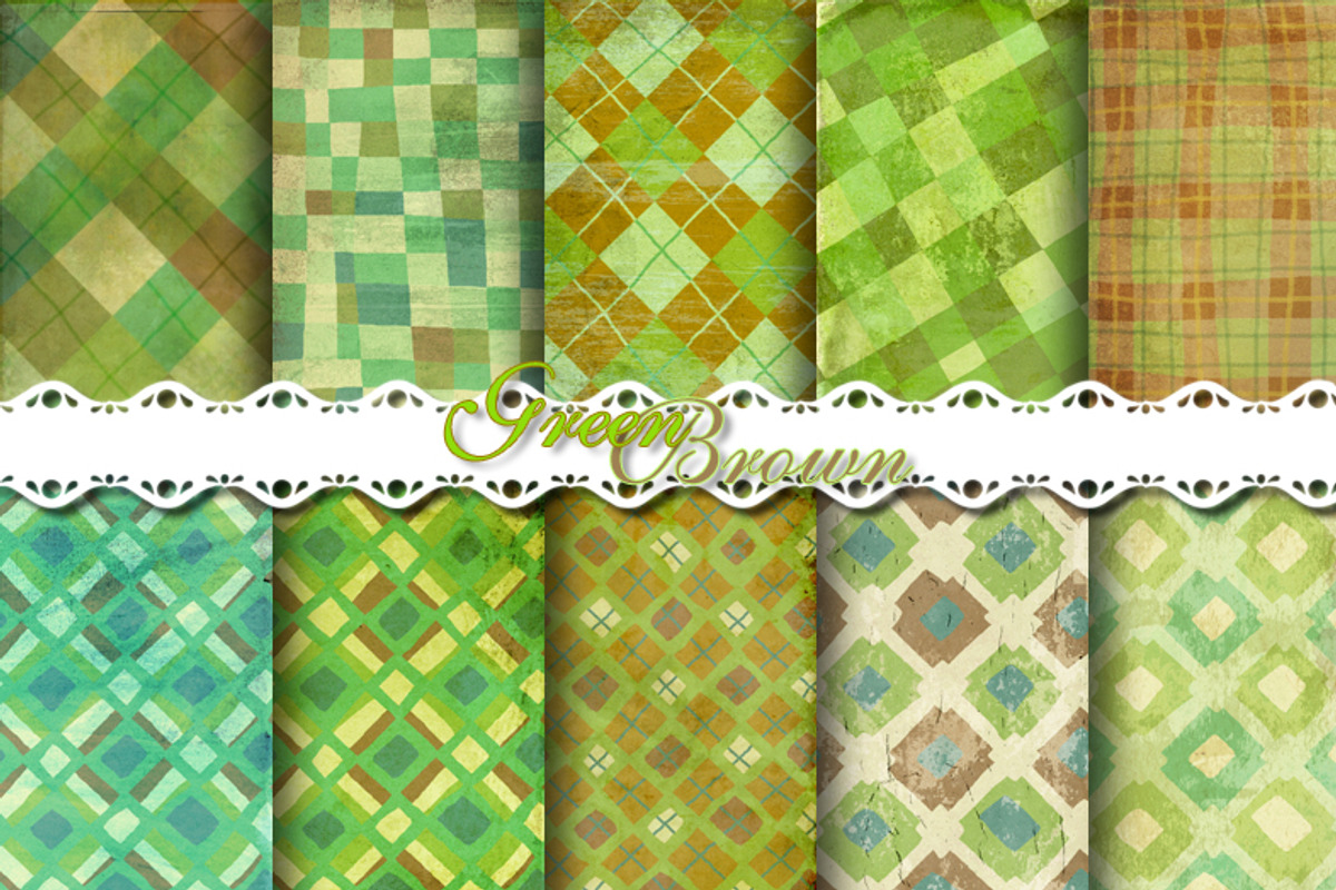 Green Brown Gingham Pattern