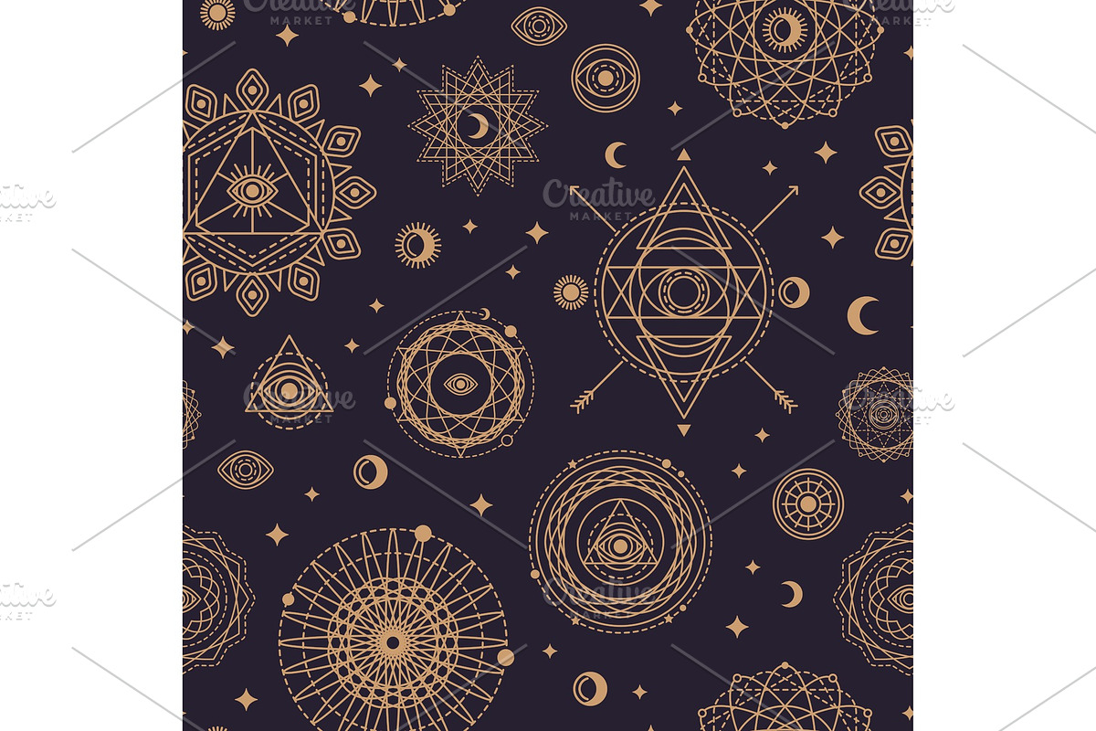 Pattern with Sacred Geometry Forms, a Texture Illustration by kotoffei