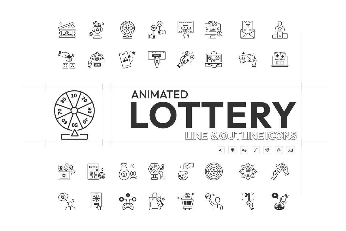 Animated Lottery Icons, an Outline Icon by Prosymbols (Photo 1 of 7)