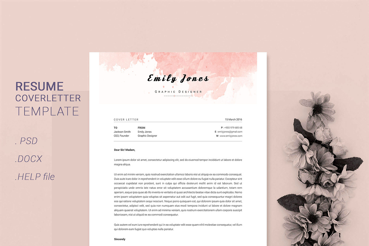 Water Color CV-Resume Tempalate *C, a Resume Template by Showy68 Template (Photo 3 of 3)