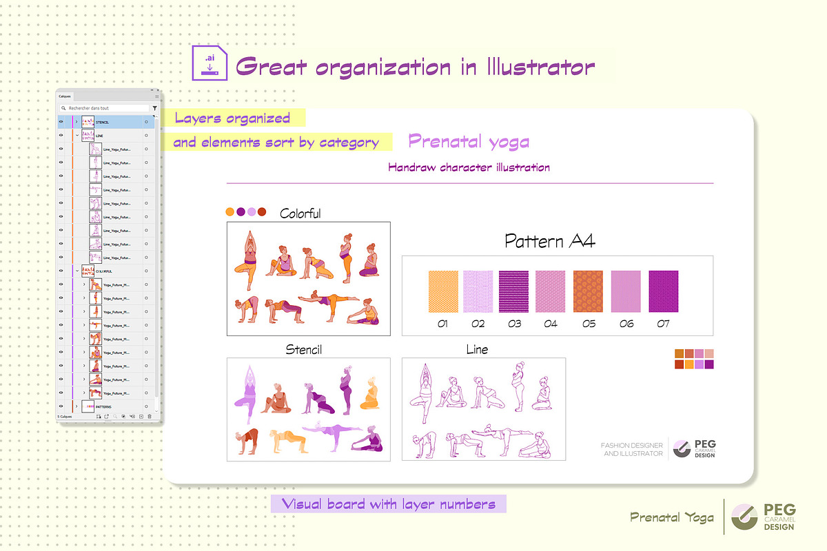27 Prenatal Yoga Illustrations, a Person Illustration by Peg Design (Photo 6 of 11)