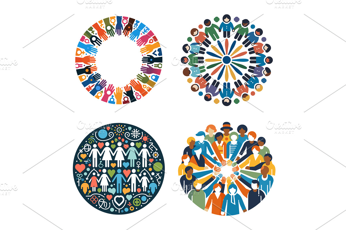 Illustrations of Diversity, Unity, an Object Illustration by AlexArt