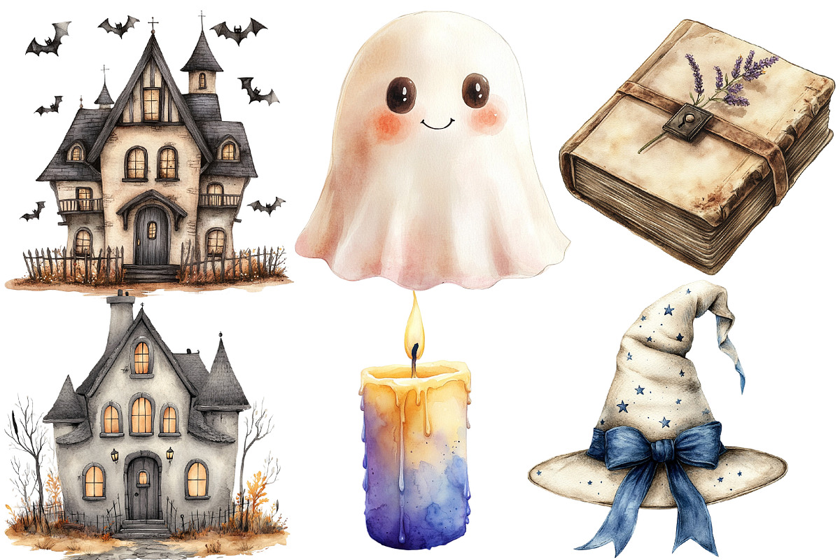 Neutral Pastel Spooky Clipart, an Illustration by Designworld (Photo 3 of 9)