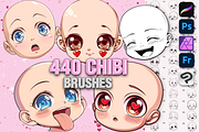 Procreate Chibi face brushes, a Brush Add-On by Revabrush (Thumbnail 1 of 7)