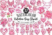 Watercolor Valentine Day Clipart, an Illustration by Designking (Thumbnail 1 of 5)