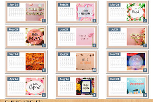 Monthly Calendar Hello 2024 Print