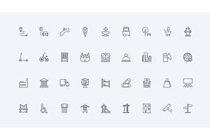 Urban public infrastructure icons, an Object Illustration by Lemberg Vector