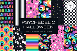 Psychedelic Halloween Pattern Set