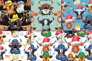 Seamless pattern of watercolor bulls, an Animal Illustration by Watercolor fantasy (Thumbnail 6 of 6)