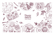 Oriental sweets set + backgrounds, a Food Illustration by Good Studio (Thumbnail 5 of 21)