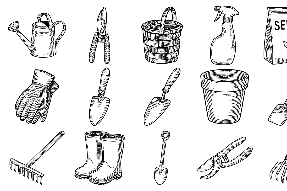 Gardening Tools Icon Set, an Object Graphic by nikagraphic (Photo 1 of 3)