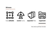 50 Hand Gestures, an Outline Icon by Side Project (Thumbnail 3 of 7)