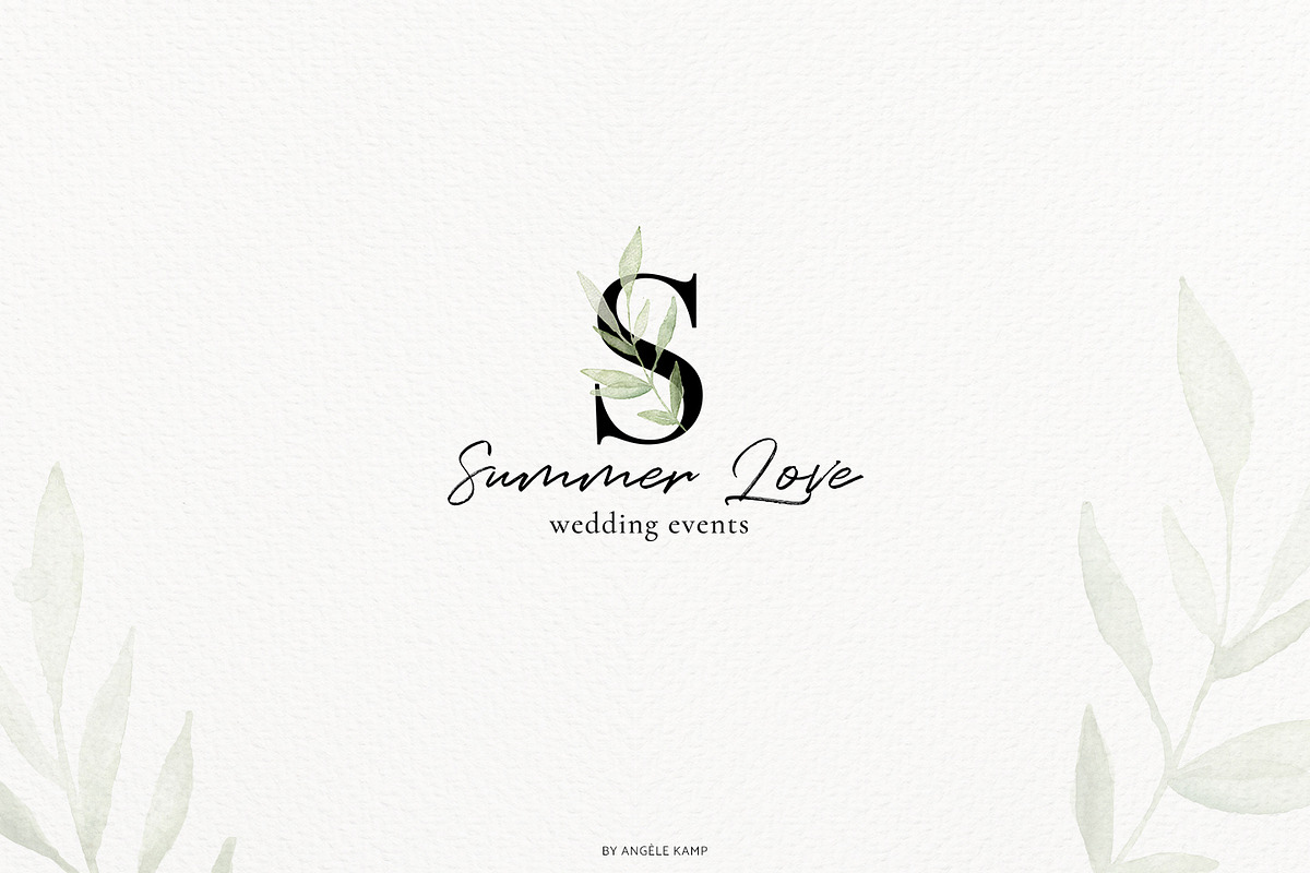 Premade Logos watercolor greenery, a Branding & Logo Template by Angele Kamp (Photo 2 of 10)