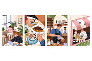 People in cafe. Coffee shop posters, a Food Illustration by PaperTrident (Thumbnail 1 of 3)