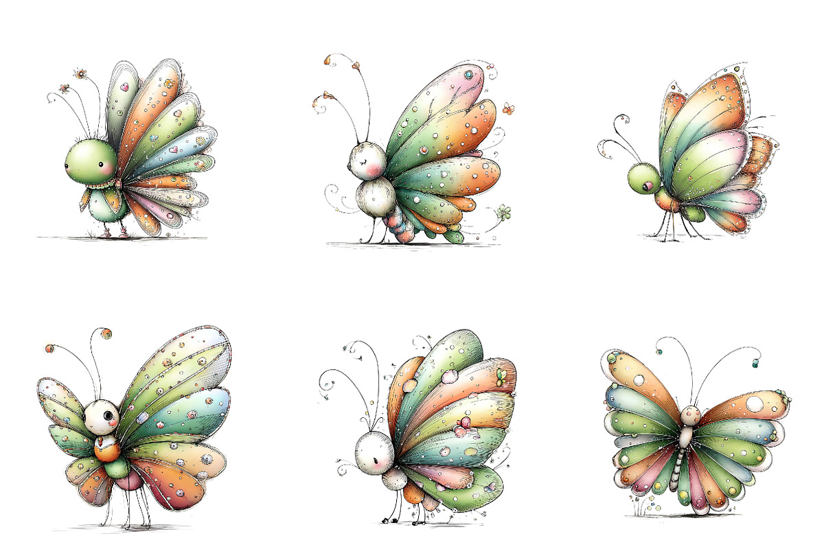 Whimsical Spring Butterfly Clipart, an Illustration by CreationArt (Photo 3 of 7)