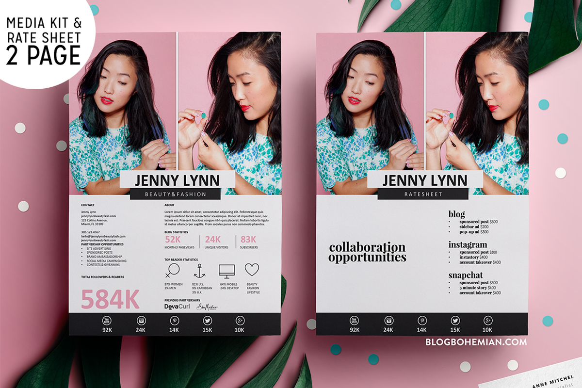 2 Page | Media Kit + Rate Sheet, a Resume Template by BlogBohemian (Photo 1 of 2)