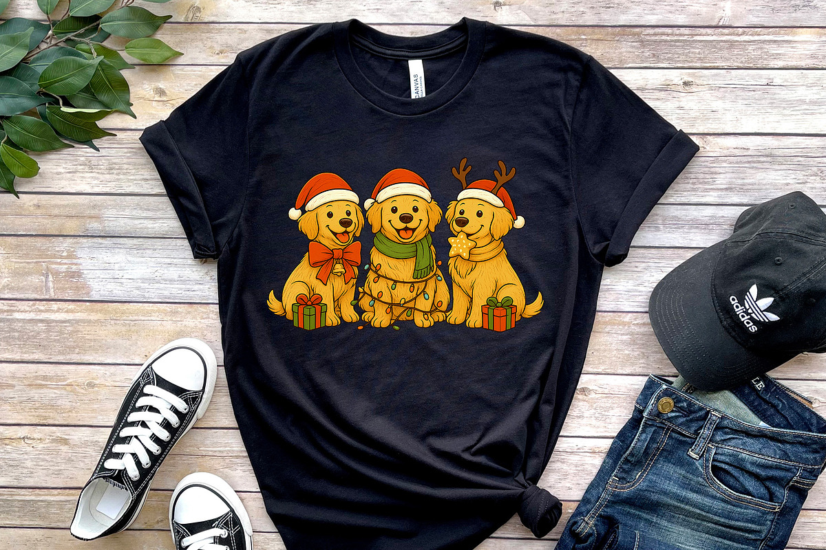Christmas Golden Retriever Dogs PNG, an Illustration by kaisorn (Photo 5 of 5)