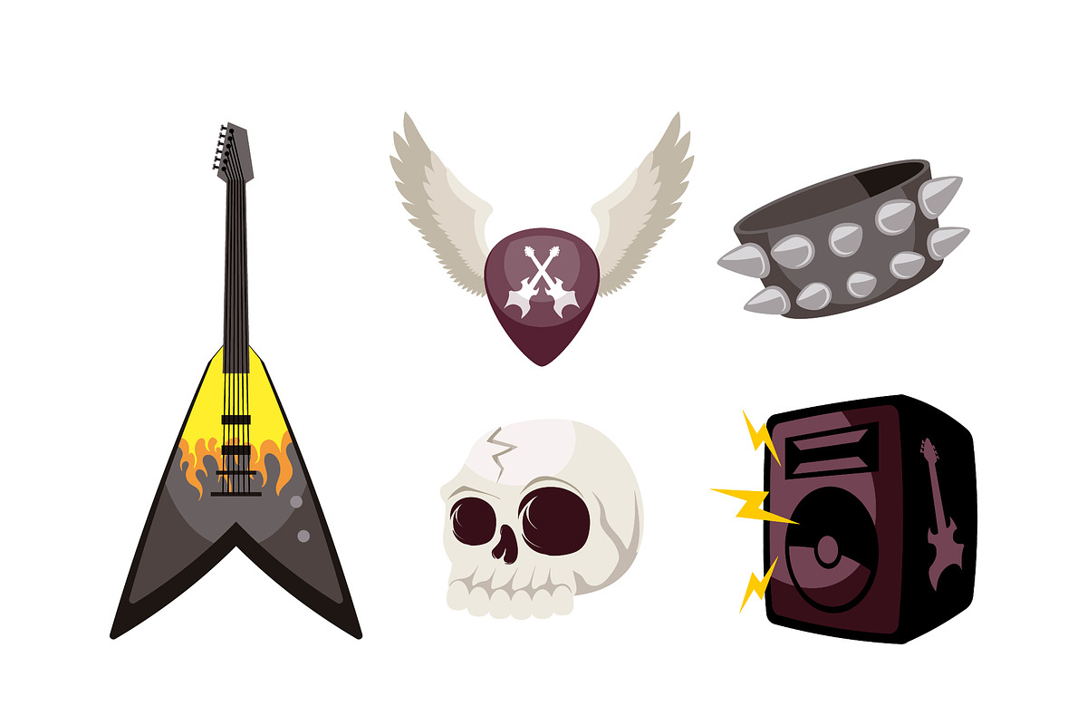 Rock & Heavy Metal Icon Vector Set preview 3