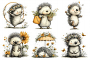 Whimsical Summer Hedgehog Clipart, an Illustration by Daily.Designs (Thumbnail 5 of 8)