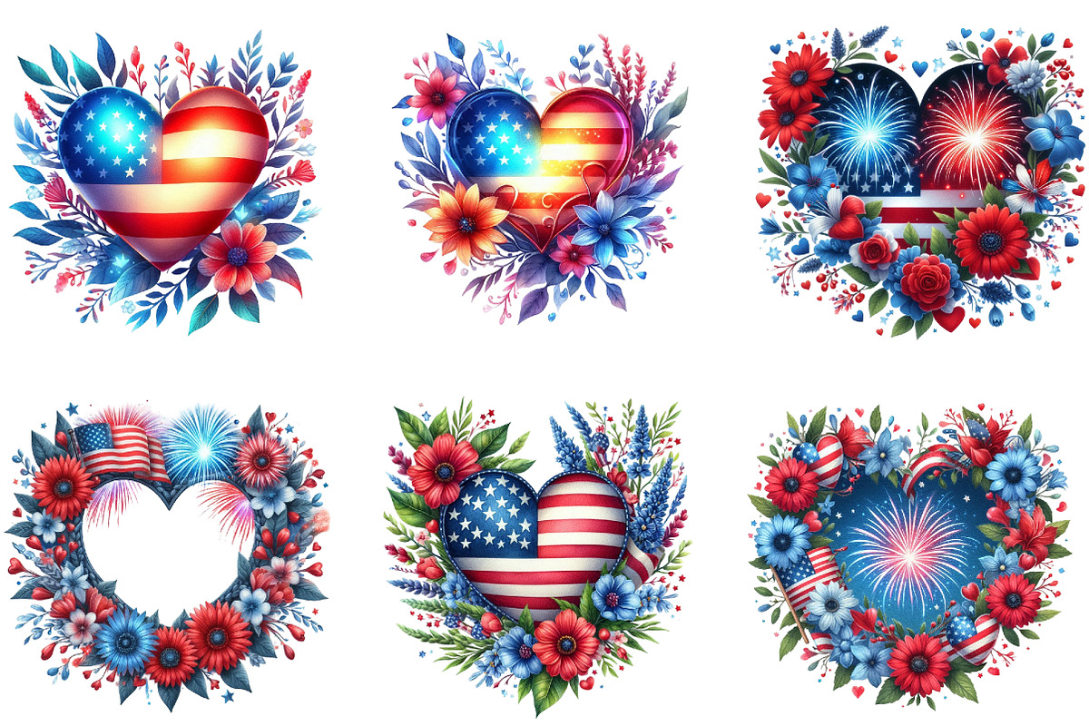 4th of July Love Clipart, an Illustration by DreamArtGraphic (Photo 3 of 4)