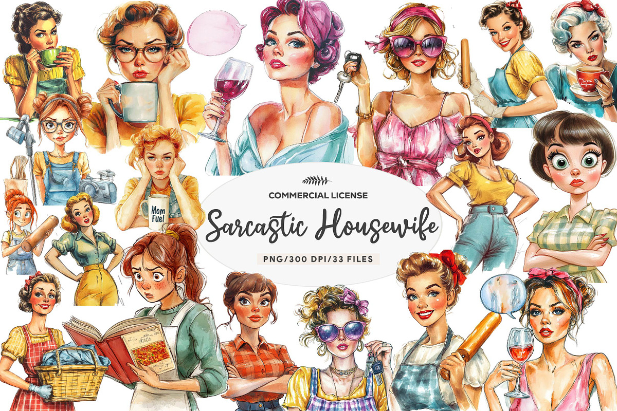 Sarcastic Housewife Sublimation Clip, an Illustration by CreationArt (Photo 1 of 5)