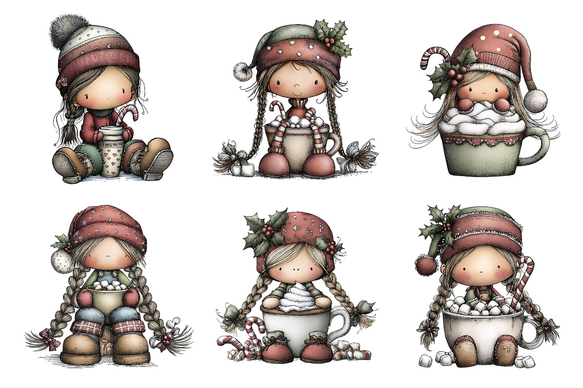 Cute Hot Chocolate Girl Clipart, an Illustration by DreamArtGraphic (Photo 2 of 5)