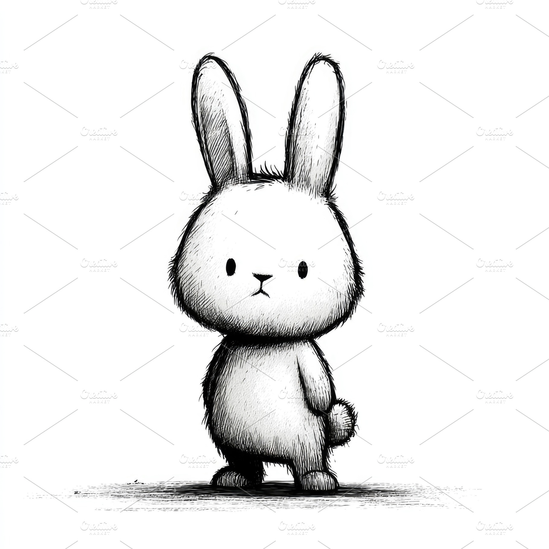 Cute rabbit doodle illustration isolated on white background, an Animal Photo by José Manuel Gelpi