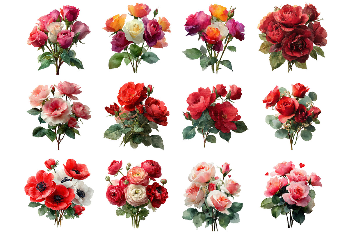 Valentines Rose Bouquets Sublimation, an Illustration by DreamArtGraphic (Photo 3 of 4)