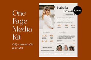 One Page Media Kit for Influencers