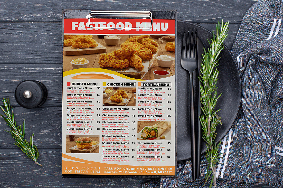 Fast Food Menu flyer template, a Flyer Template by imadeDesign (Photo 3 of 3)