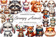 Grumpy Animals Clipart Bundle, an Illustration by designcity5 (Thumbnail 1 of 5)