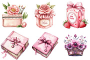 Pink Coquette Mothers Day Clipart, an Illustration by Watercolor design (Thumbnail 4 of 5)