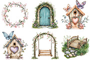 Watercolor Fairy Garden Clipart, a Seasonal Illustration by CitraGraphics (Thumbnail 4 of 7)