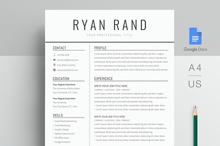 Google Docs Resume Template, a Resume Template by MioDocs