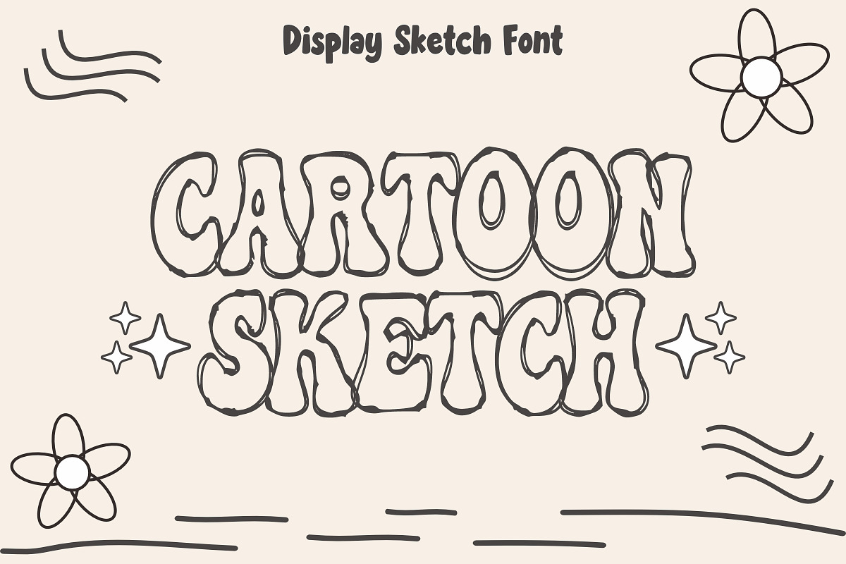 Cartoon Sketch - Outline Font Types, a Font by KiddoGlyphs Studio (Photo 1 of 3)