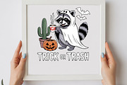 Trick or Trash Raccoon Halloween PNG, a Graphic by olgasallom (Thumbnail 2 of 3)