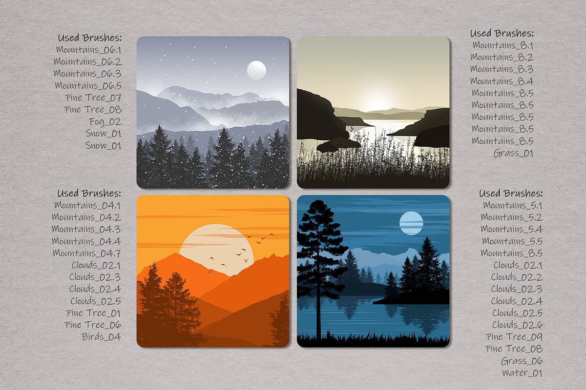 Photoshop Landscape Stamp Brushes, a Brush Add-On by MISTstudioDesign (Photo 7 of 12)