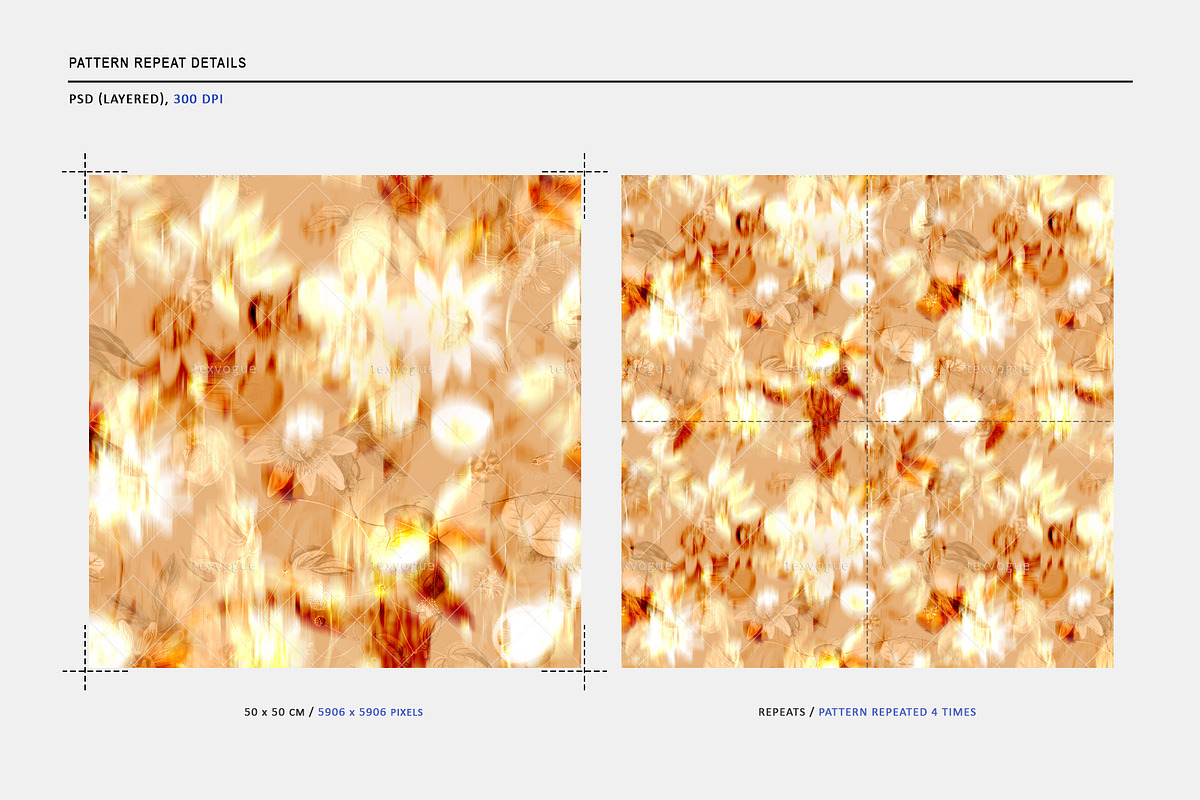 Floral Pattern in Warm Golden Tones, a Pattern Graphic by texvogue (Photo 3 of 13)