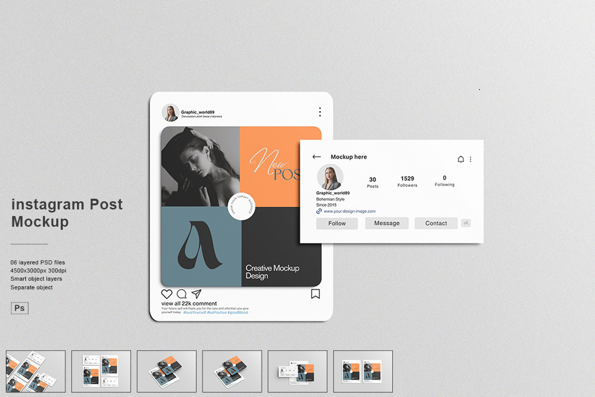 Instagram Post Mockup, a Mockup by graphic_keY (Photo 1 of 7)