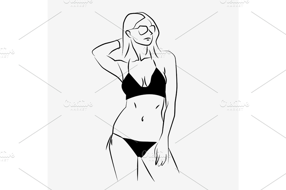 Young girl in bikini isolated, a Food Illustration by alex.hliv