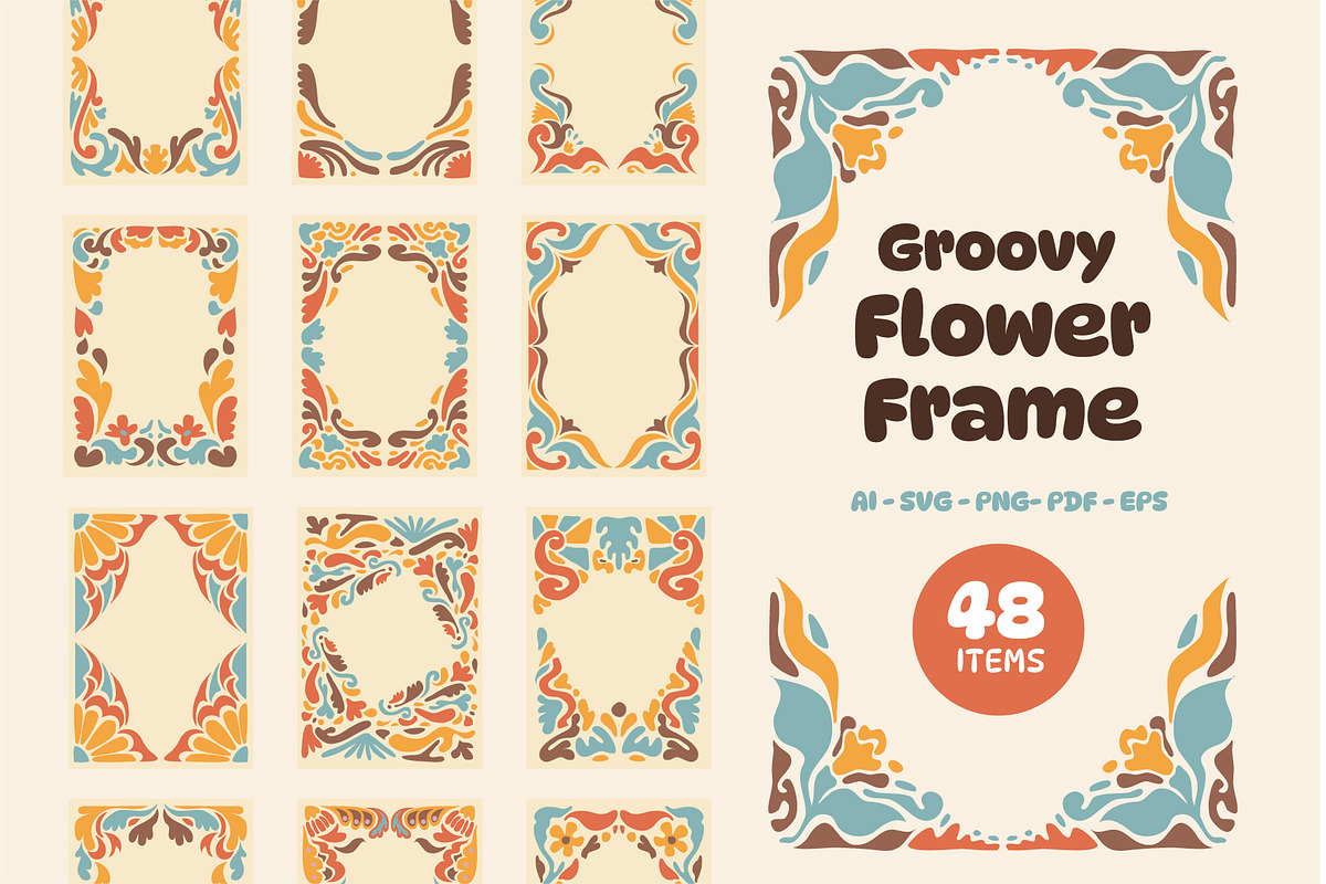 Abstract Groovy Flower Frame, an Object Graphic by Vesvocrea (Photo 1 of 5)