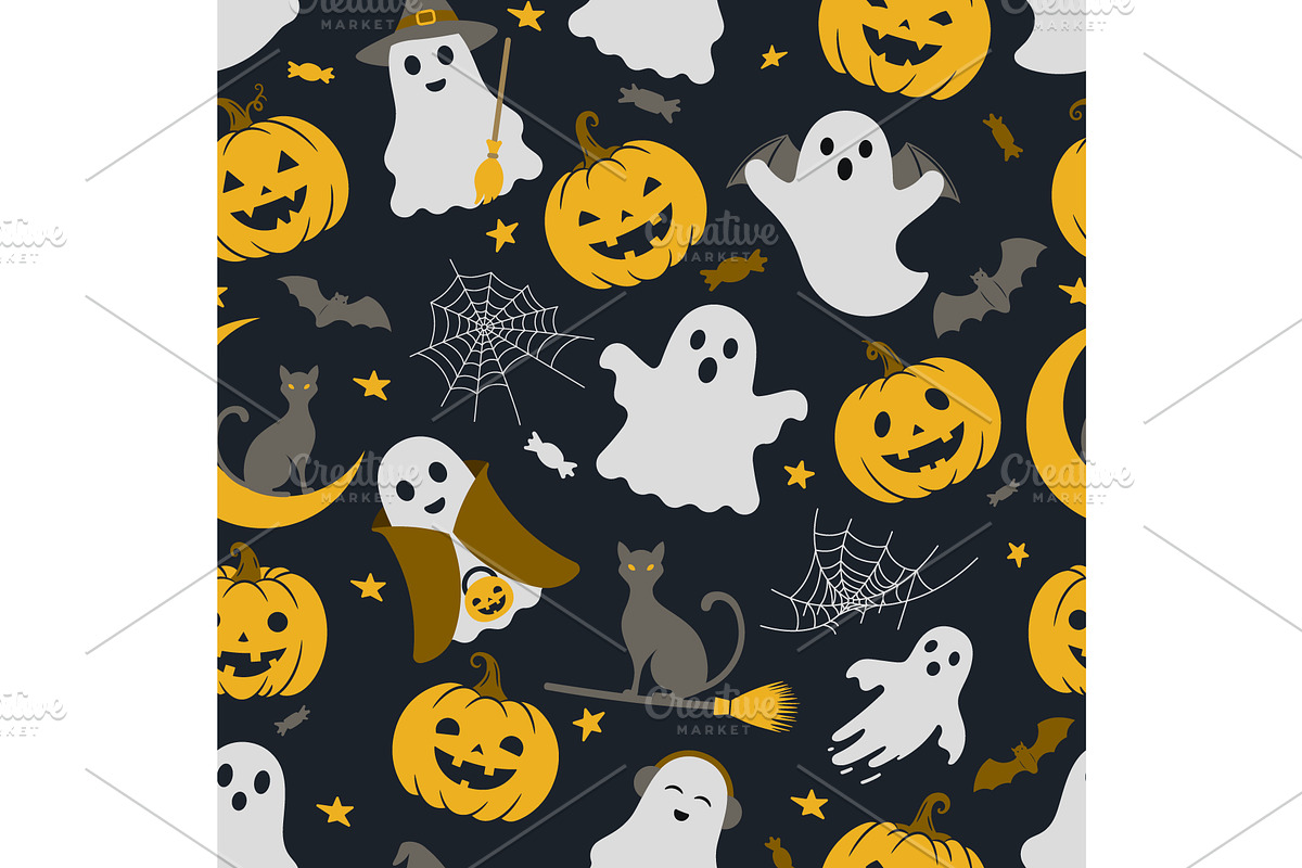 Cute Halloween seamless pattern, a Pattern Graphic by Yayasya (Photo 2 of 3)