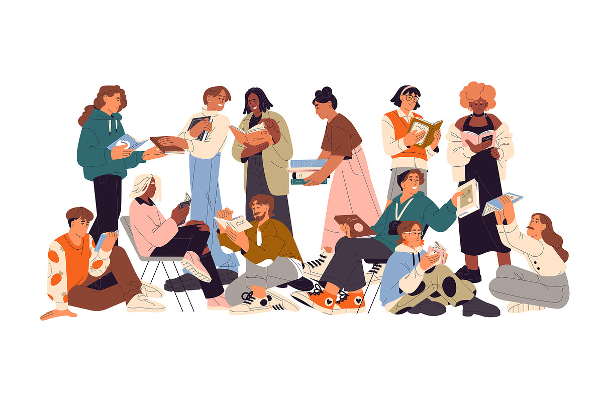 People with books. Readers set, a Person Illustration by PaperTrident (Photo 2 of 6)
