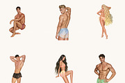 Watercolor Beach Romance Clipart, a Person Illustration by BusyDaydesign (Thumbnail 6 of 9)