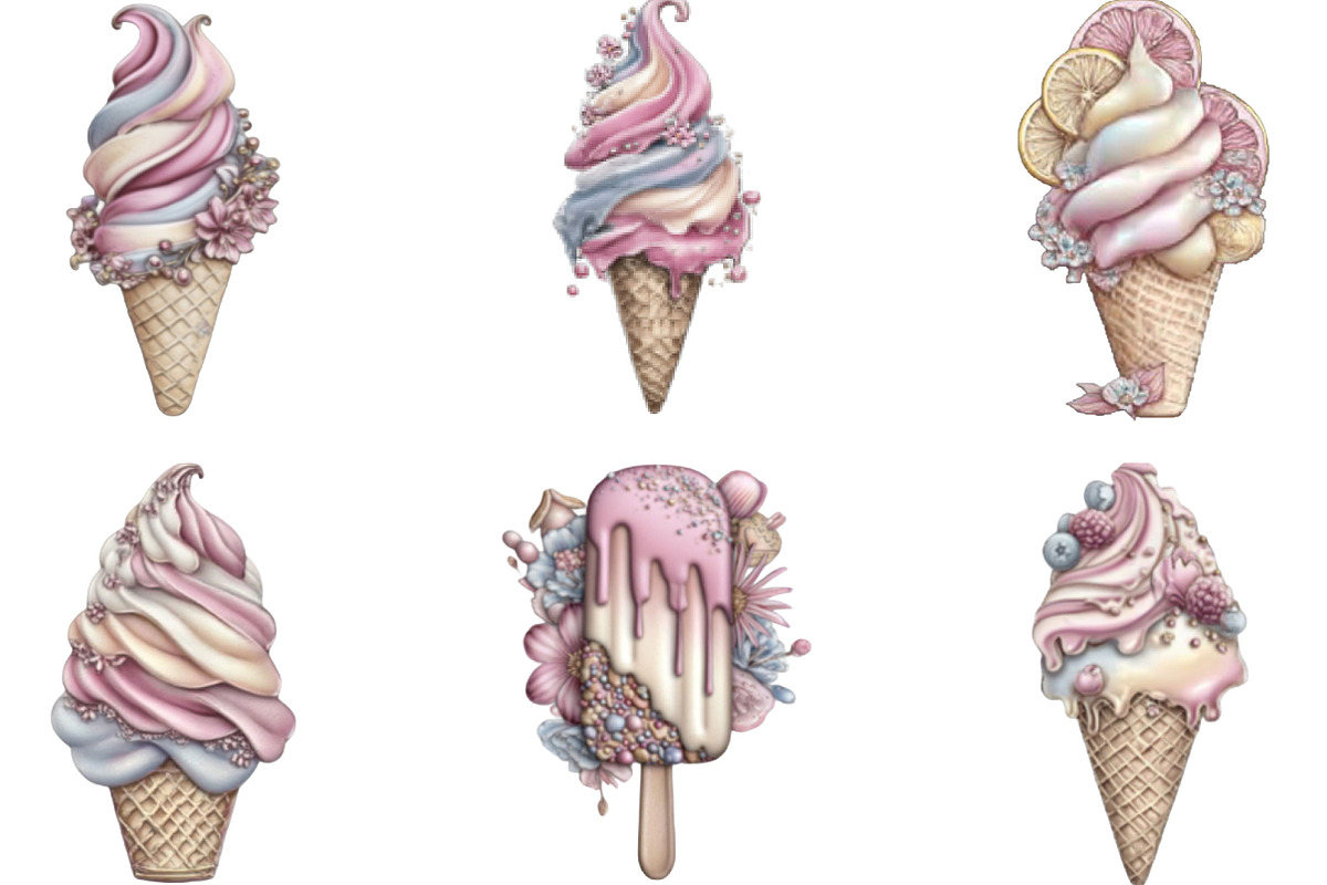 Watercolor Summer Ice Cream Clipart, an Illustration by Designking (Photo 5 of 5)