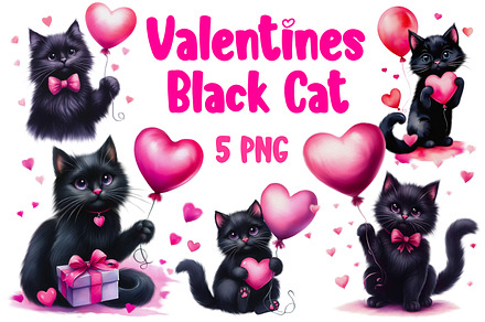 Valentines Black Cat Clipart